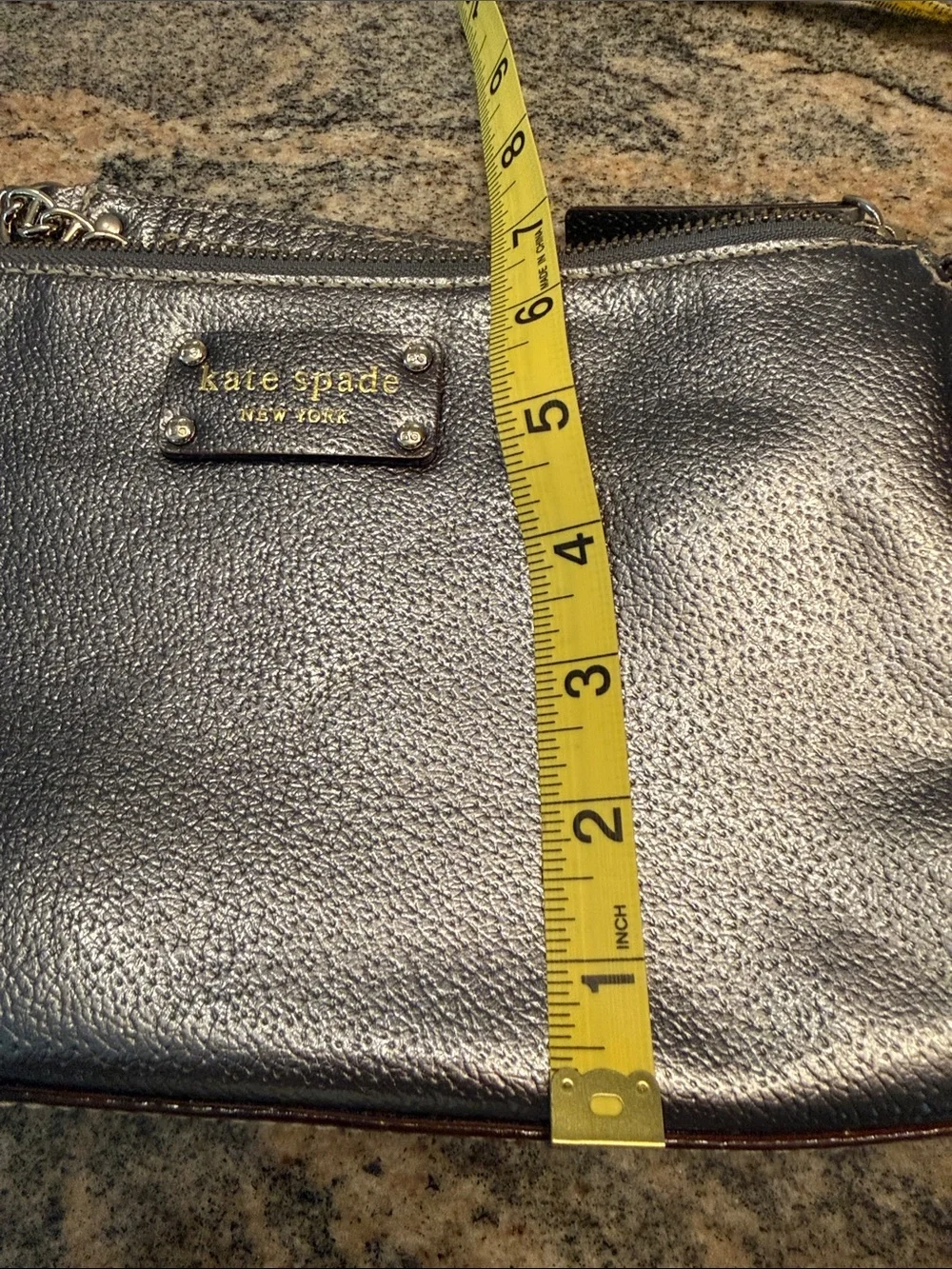 kate spade Metallic Brown Leather Wristlet Clutch with Chain